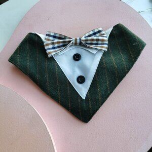 Pet Tuxedo Suit Bandana Bowtie For Dogs & Cats - Adjustable Triangle Scarf Acces